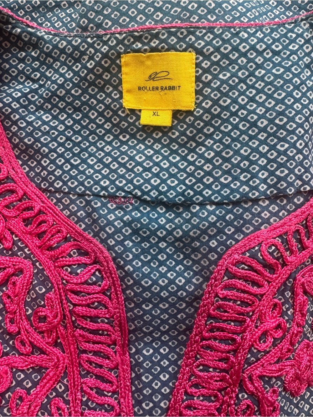 Roller Rabbit Blue Tunic with Pink Embroidery - Picture 2 of 7